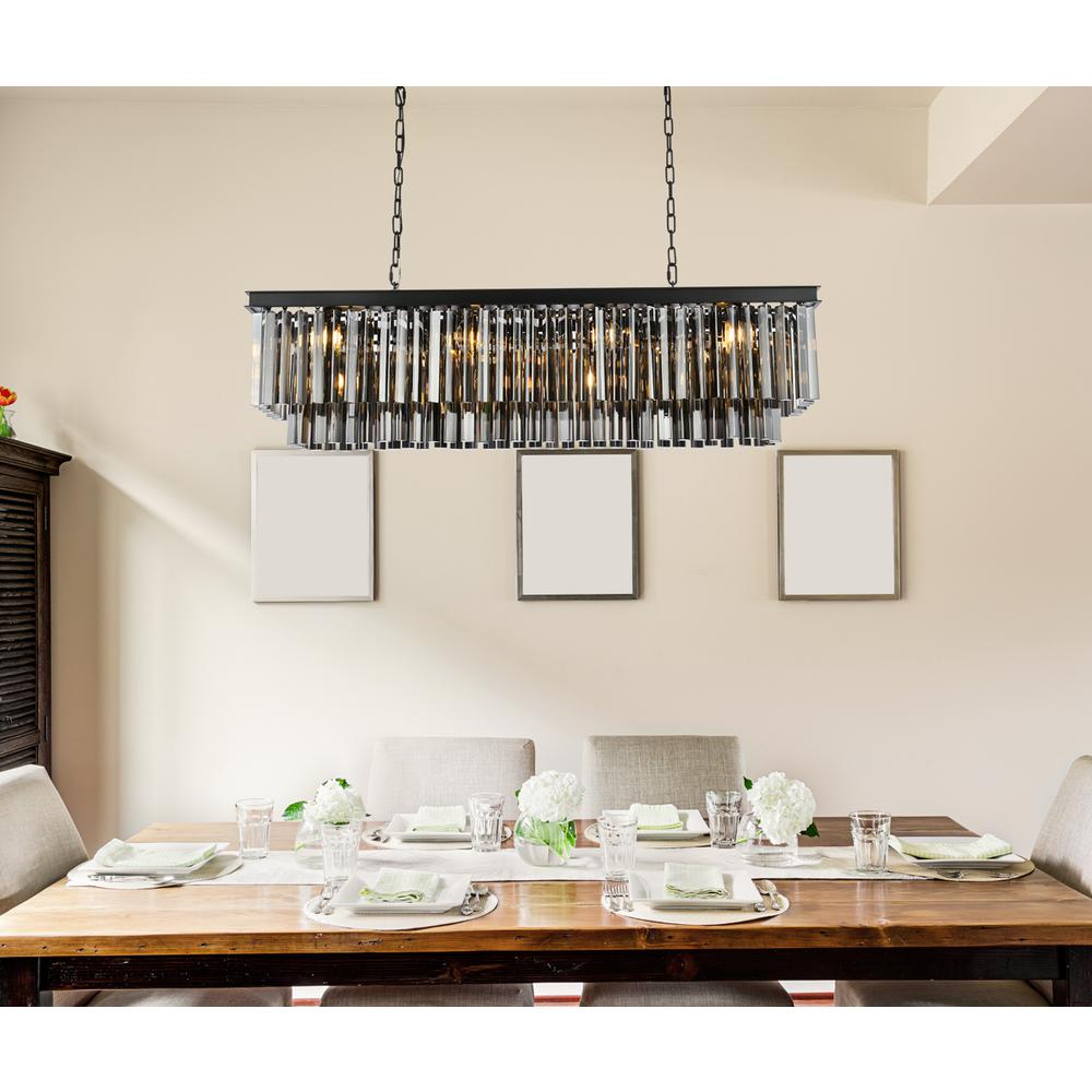 Sydney 12 light Matte Black Chandelier Silver Shade (Grey) Royal Cut Crystal. Picture 8