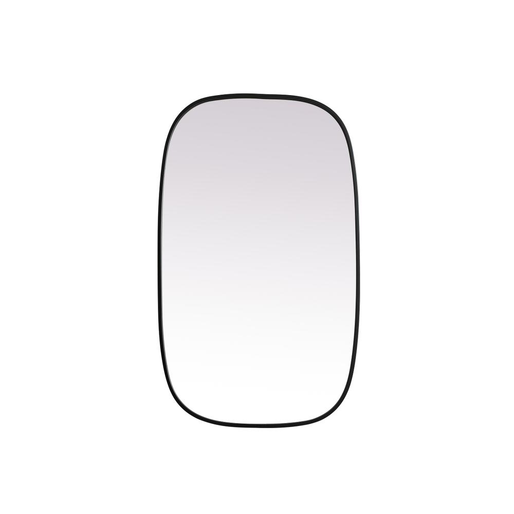 Metal Frame Oval Mirror 24x40 Inch in Black. Picture 1