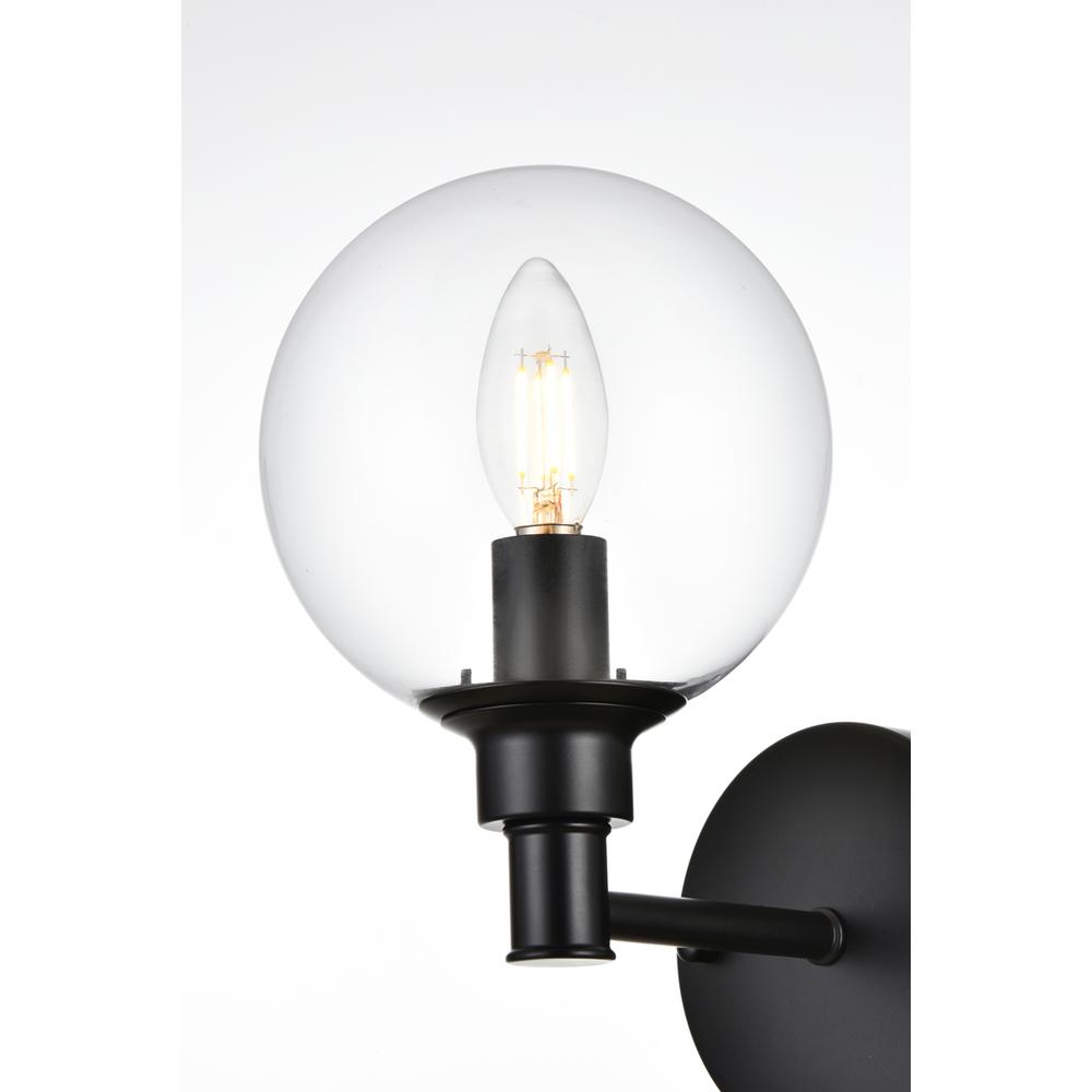 Jaelynn 1 light Black and Clear Bath Sconce. Picture 3