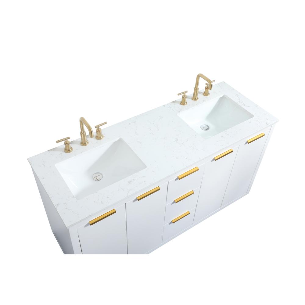 60 inch double bathroom vanity in white. Picture 10