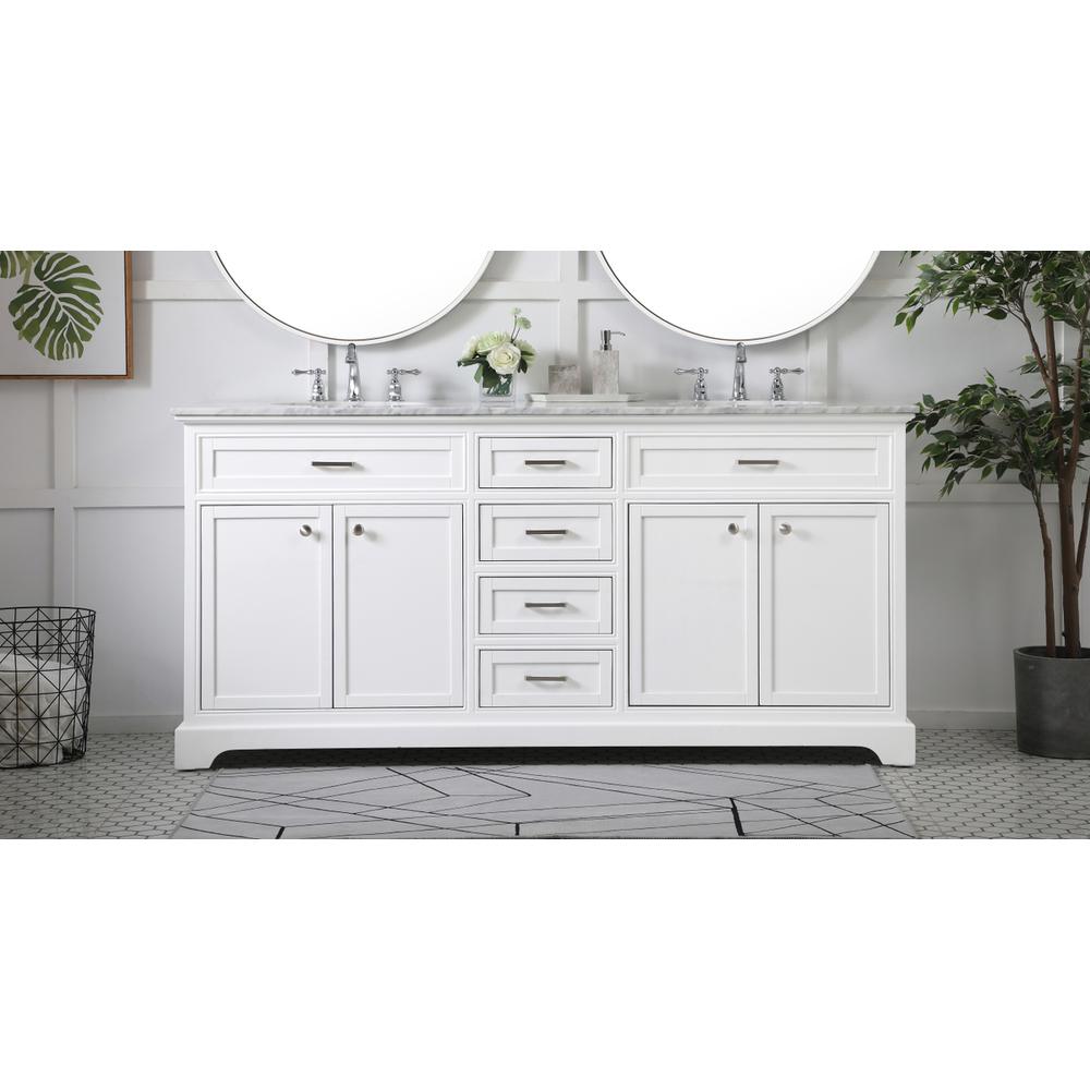 72 inch double bathroom vanity in white. Picture 12