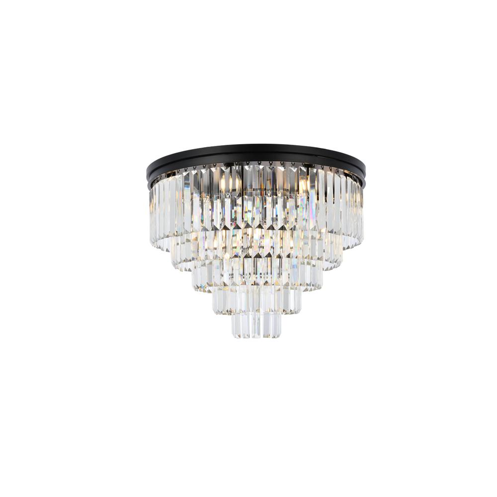 Sydney 17 light Matte Black Flush Mount Clear Royal Cut Crystal. Picture 1
