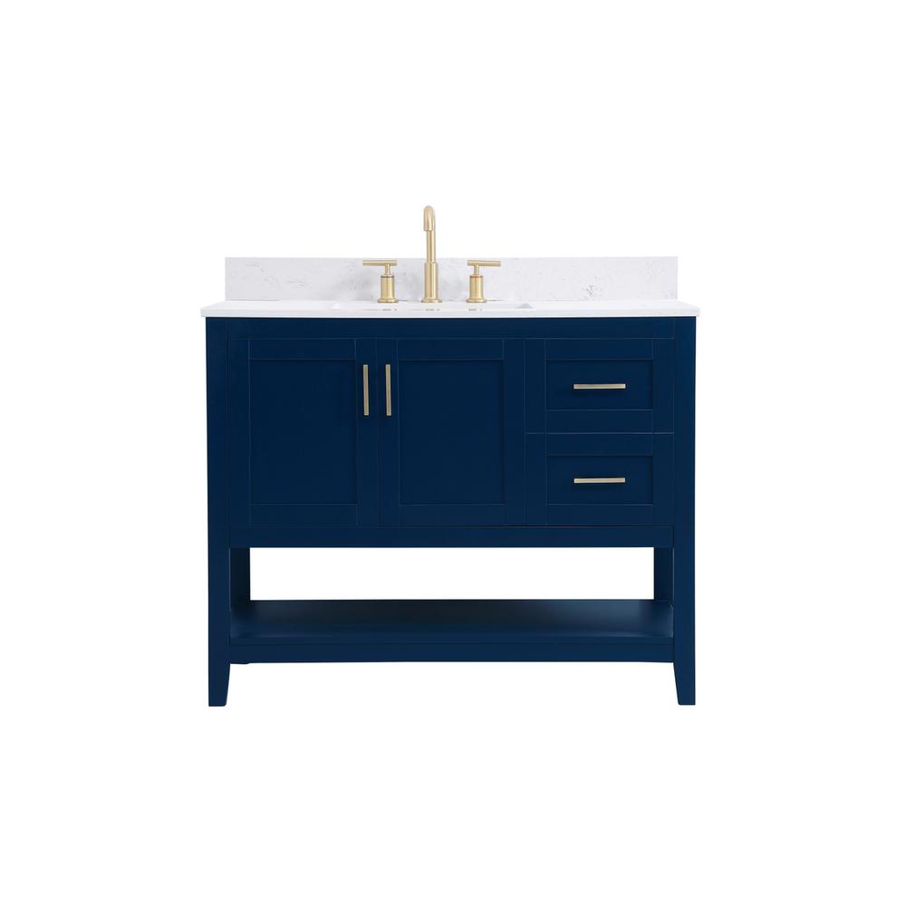 42 inch Single Bathroom Vanity in Blue with Backsplash. Picture 1