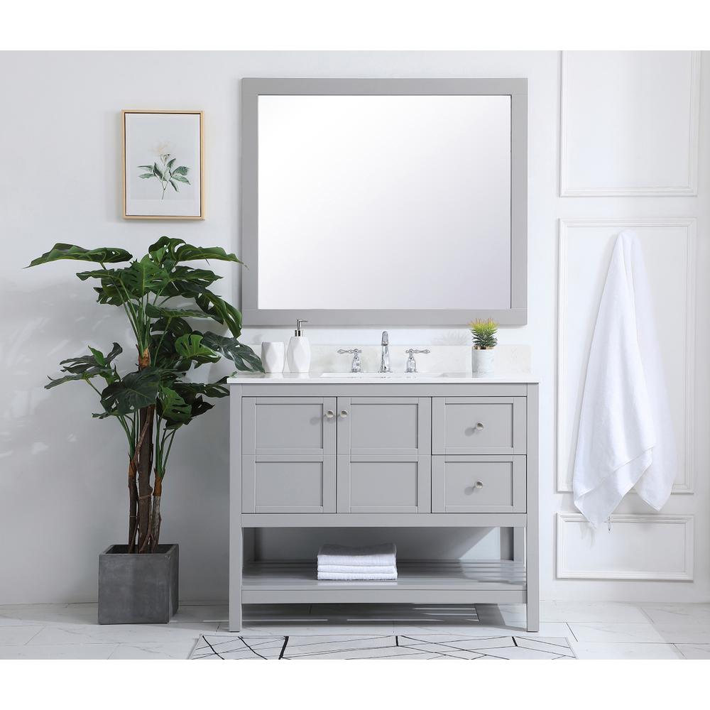 42 inch Single Bathroom Vanity in Gray with Backsplash. Picture 4