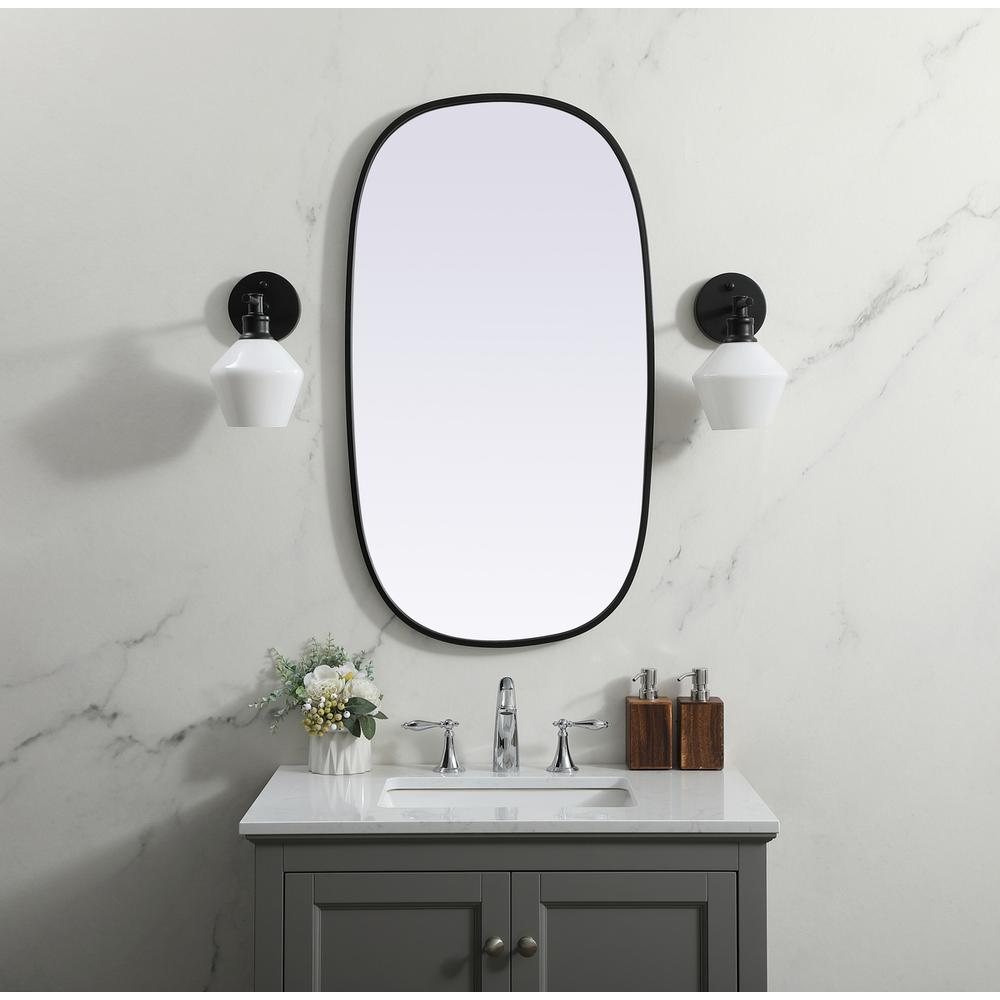 Metal Frame Oval Mirror 20x36 Inch in Black. Picture 11