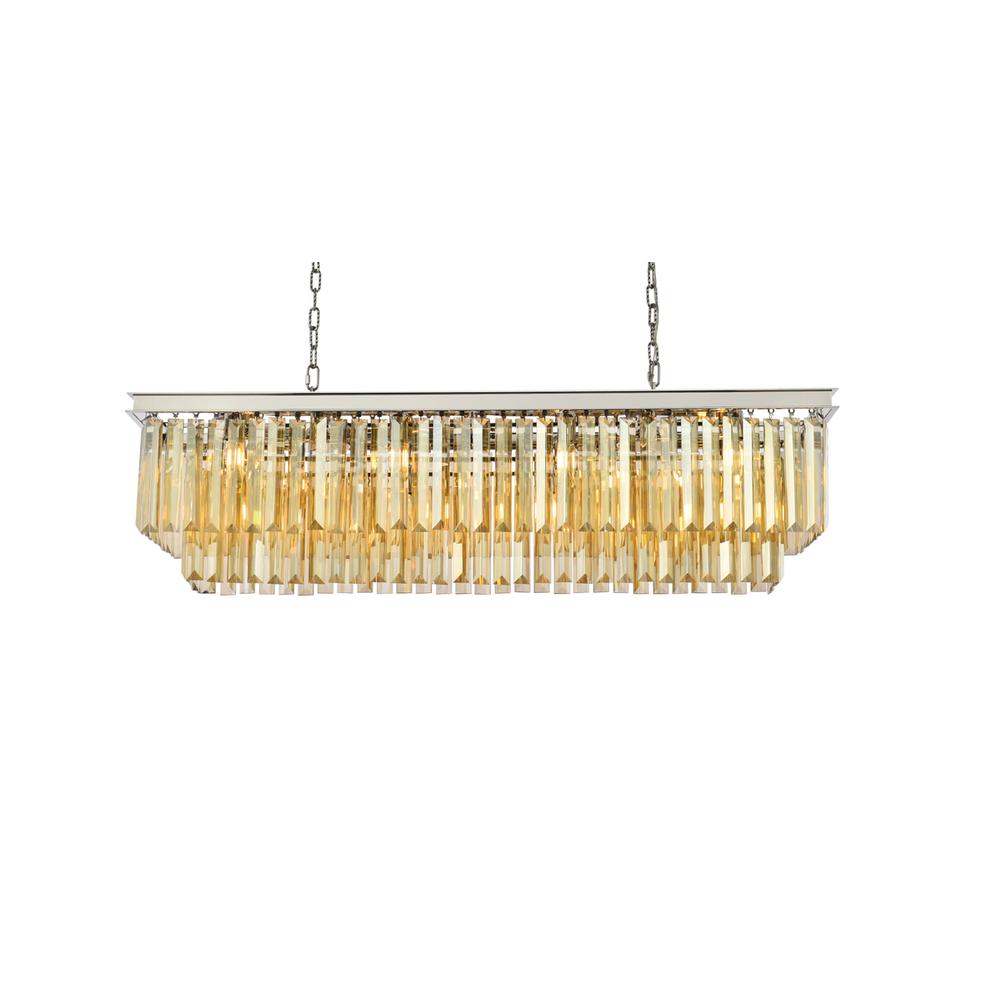 Sydney 12 light polished nickel Chandelier Golden Teak (Smoky) Royal Cut Crystal. Picture 2