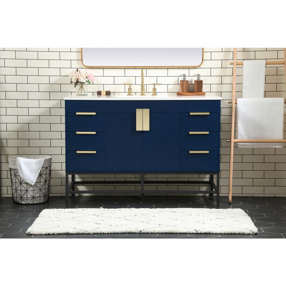 48 inch Single bathroom vanity in blue. Picture 14