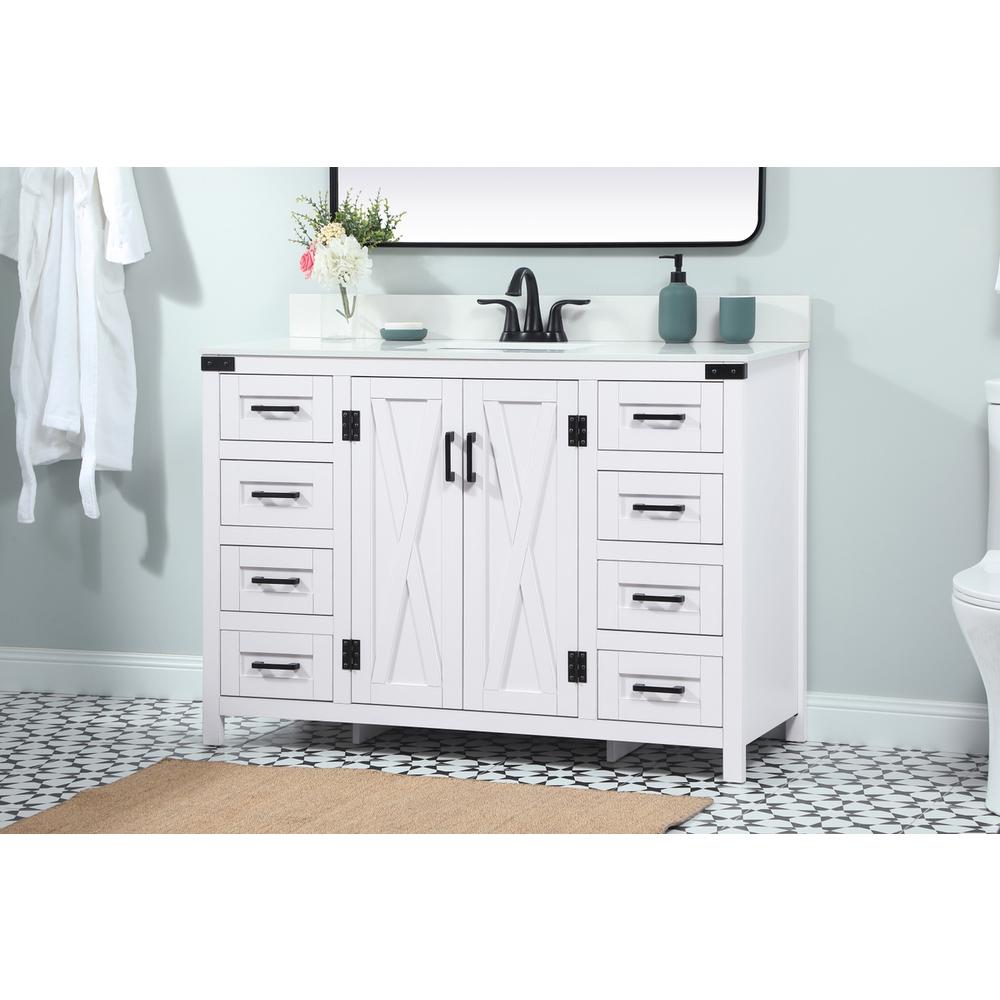 48 inch Single bathroom vanity in white with backsplash. Picture 2