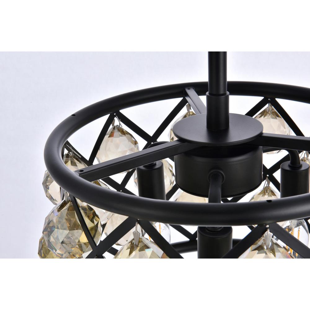 Madison 3 light Matte Black Pendant Golden Teak (Smoky) Royal Cut Crystal. Picture 4