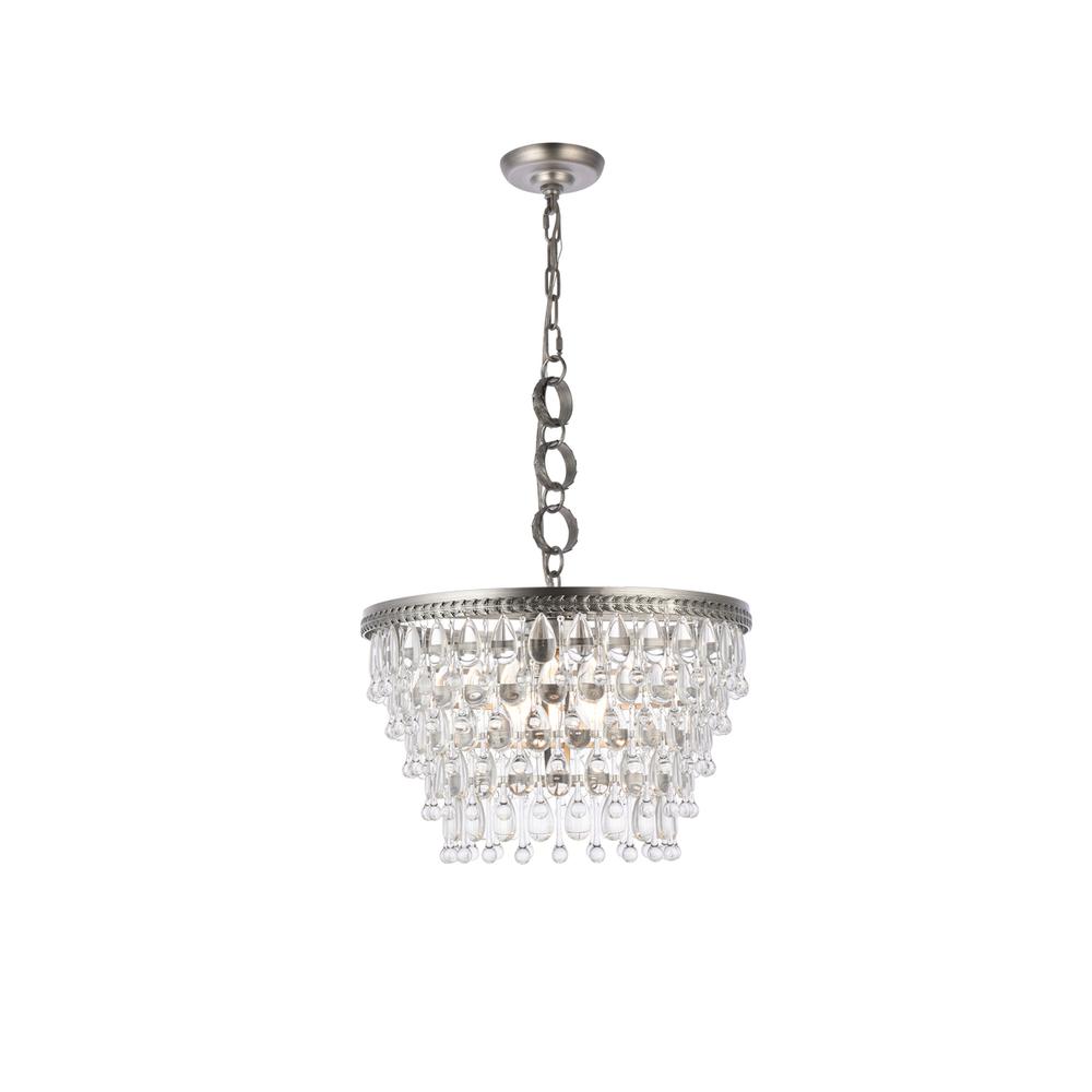 Nordic 5 light antique silver Pendant Clear Royal Cut Crystal. Picture 1