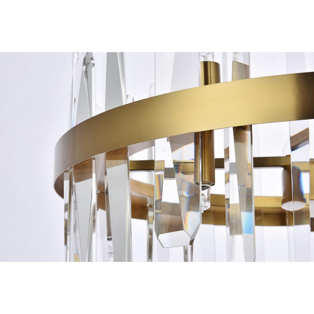 Serena 20 inch crystal round pendant in satin gold. Picture 5
