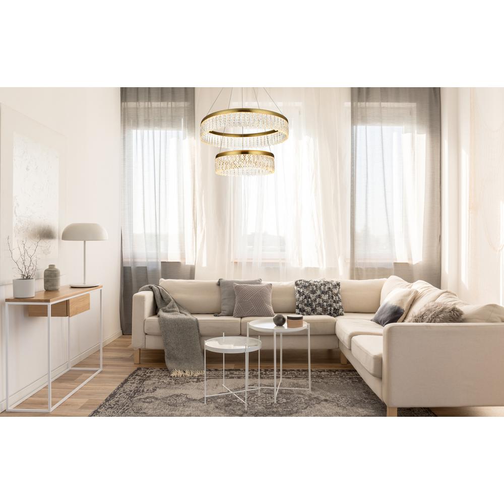 Rune 24 inch Adjustable LED chandelier in Satin Gold. Picture 9