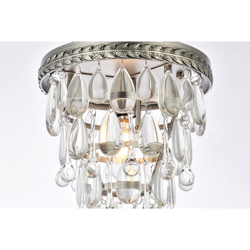 Nordic 1 light antique silver Flush Mount Clear Royal Cut Crystal. Picture 4