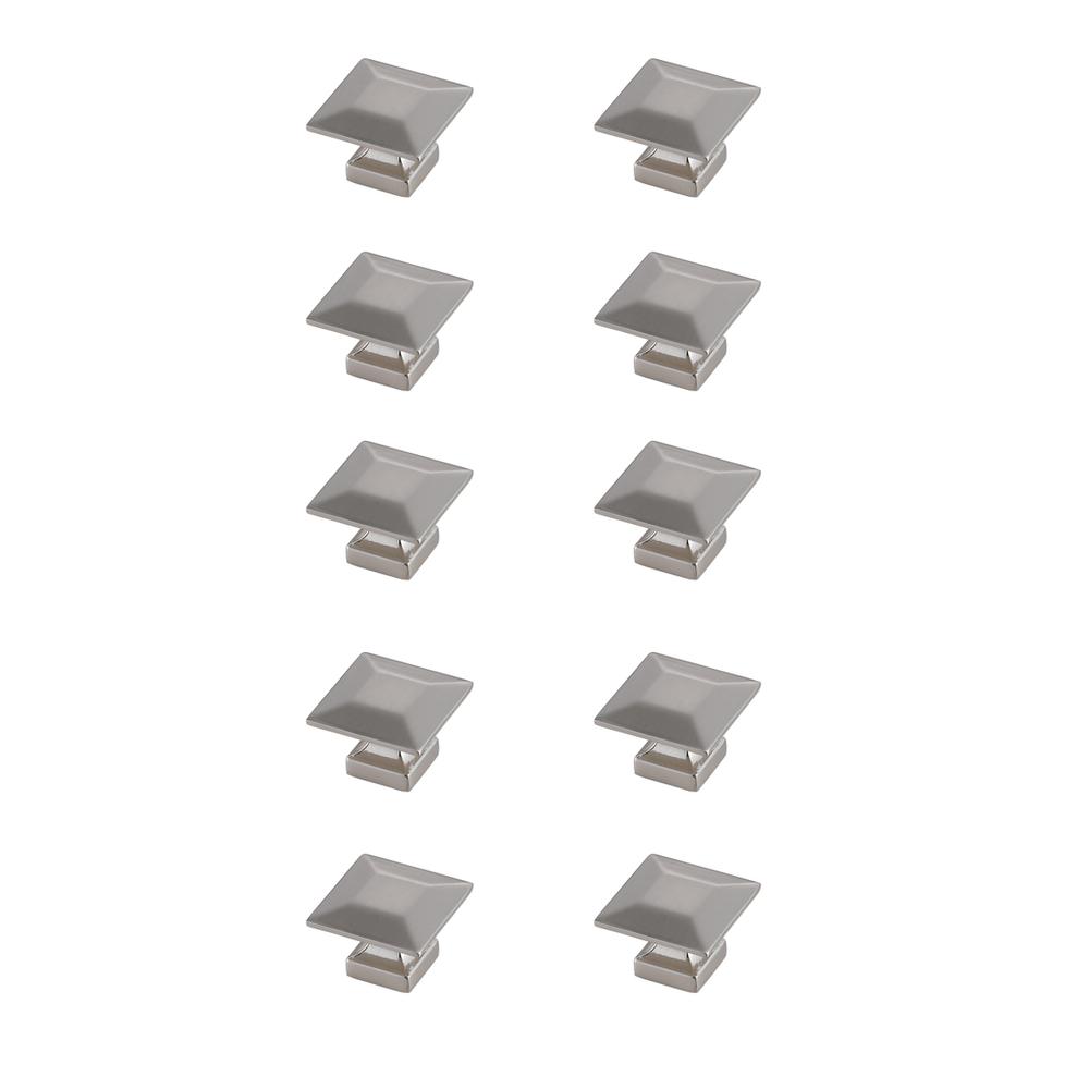 Cecil 1.3" Brushed Nickel Square Knob Multipack (Set of 10). Picture 1