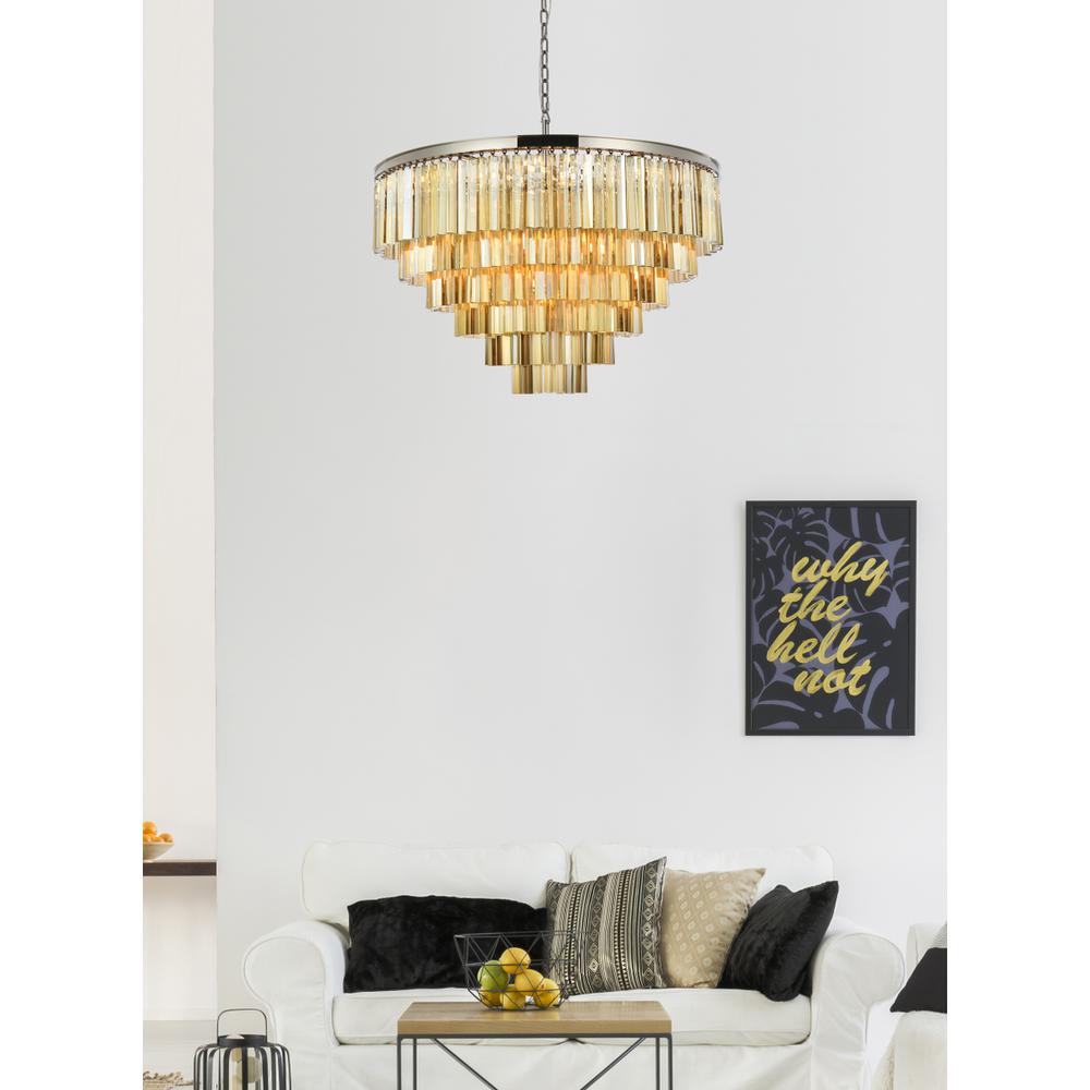 Sydney 33 light polished nickel Chandelier Golden Teak (Smoky) Royal Cut Crystal. Picture 8