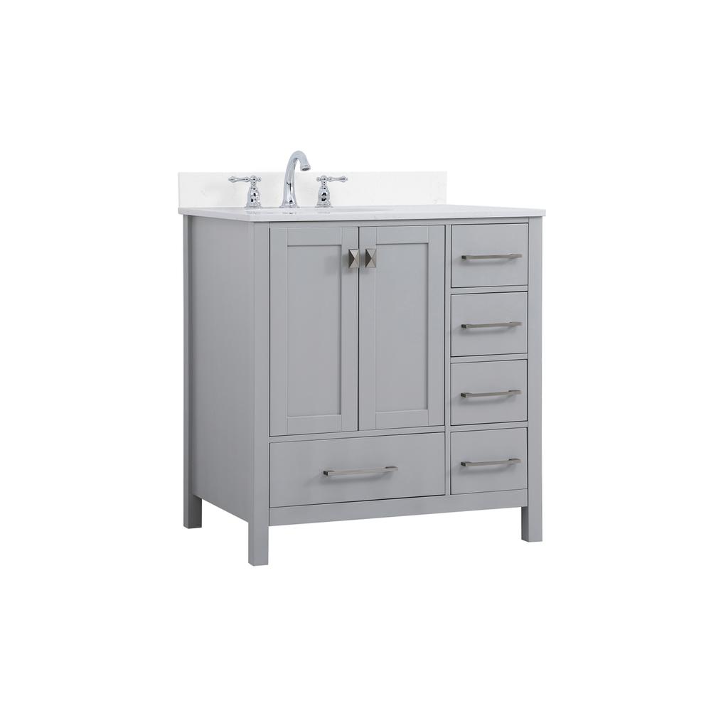 32 inch Single Bathroom Vanity in Gray with Backsplash. Picture 7