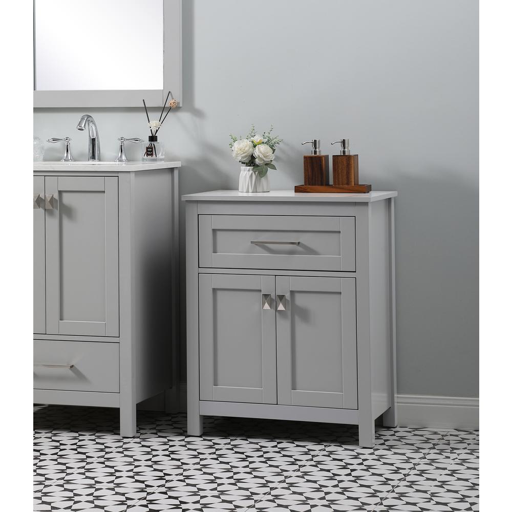 24 Inch Wide Bathroom Storage Freestanding Cabinet In Grey. Picture 9
