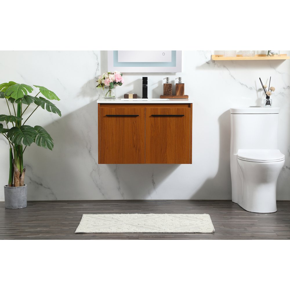 30 Inch Single Bathroom Vanity In Teak. Picture 2