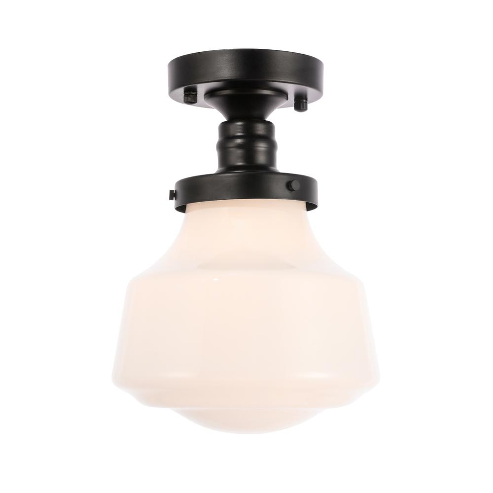 Lyle 1 light Black and frosted white glass Flush mount. Picture 5