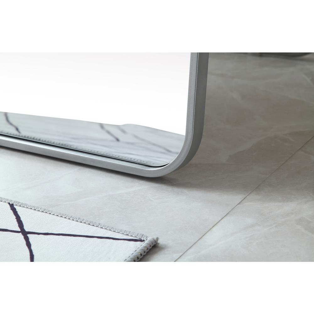 Soft Corner Metal Rectangle Full Length Mirror 30x60 Inch in Silver. Picture 4