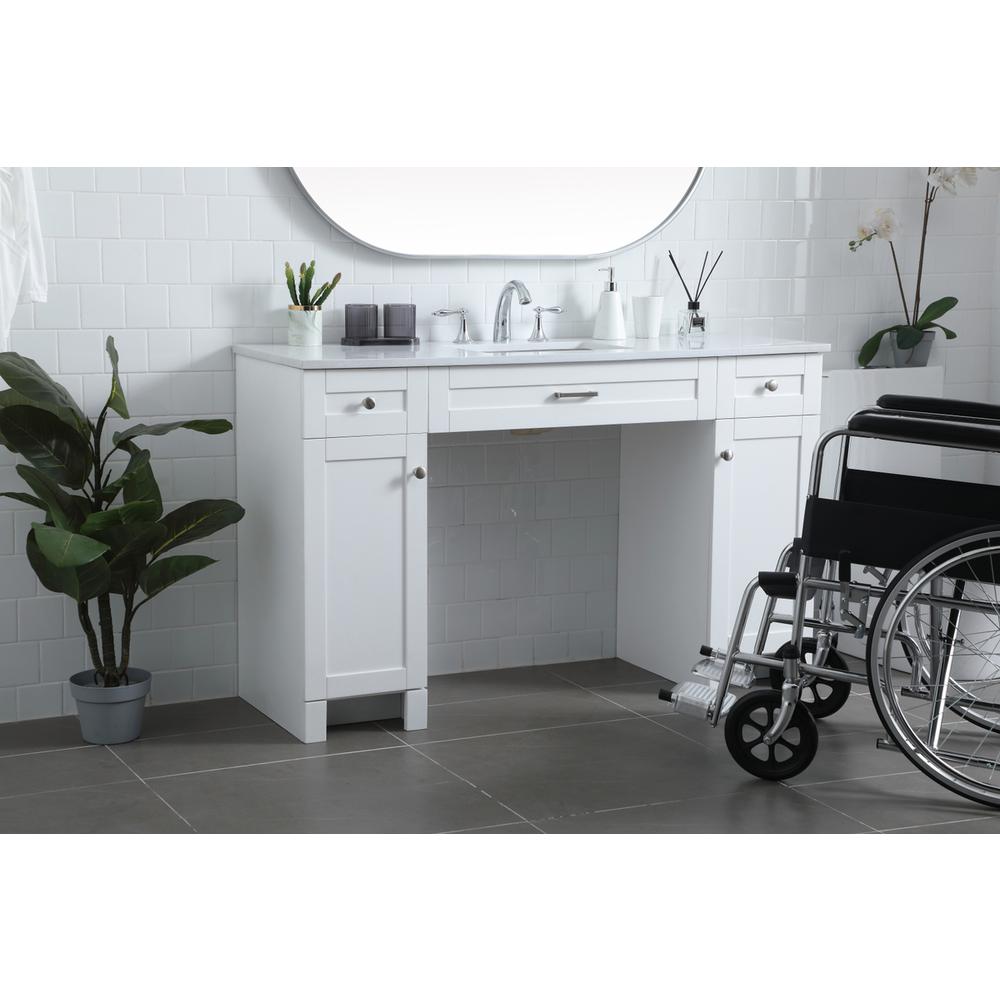 54 Inch ADA Compliant Bathroom Vanity In White. Picture 2