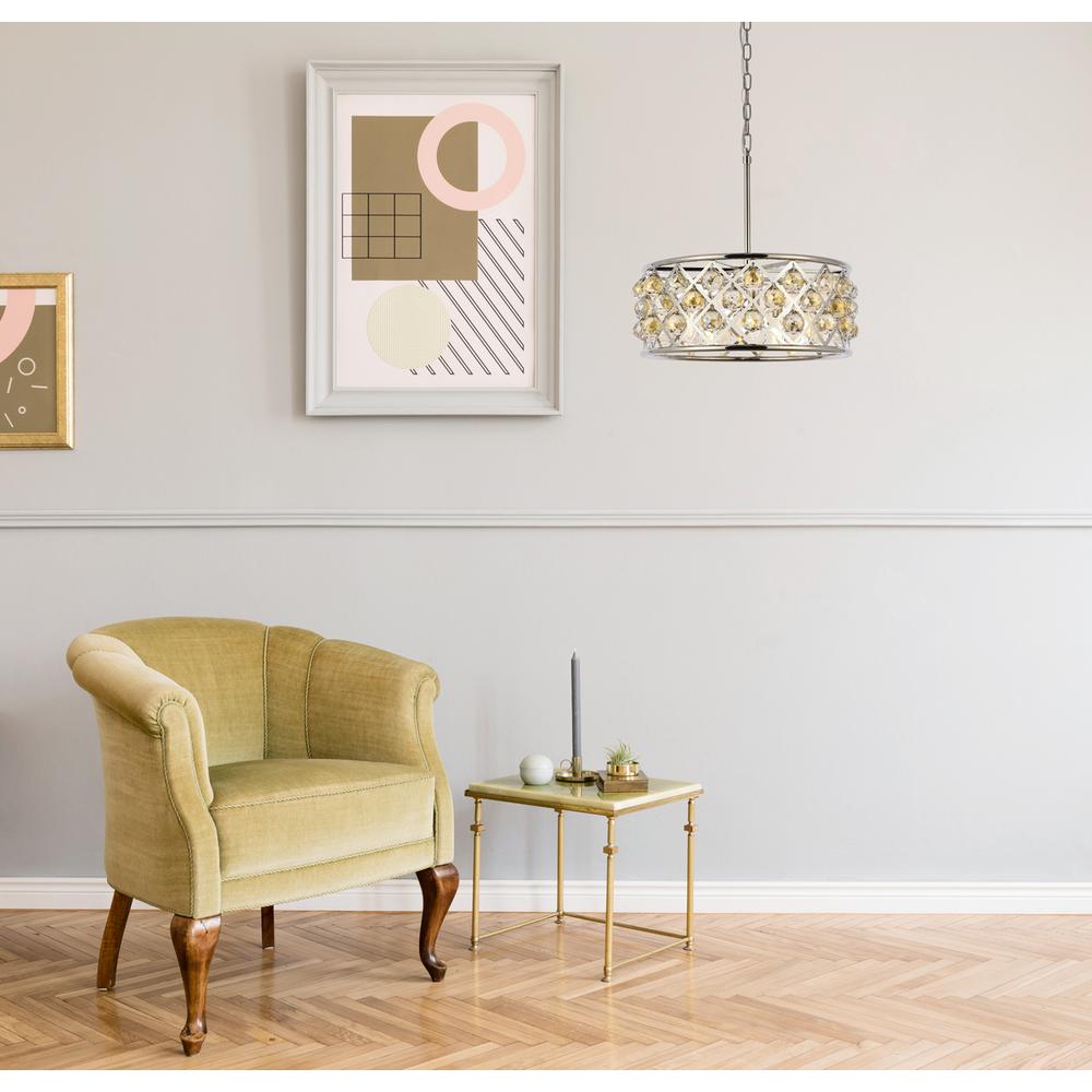 Madison 5 light polished Nickel Chandelier Golden Teak (Smoky) Royal Cut Crystal. Picture 7