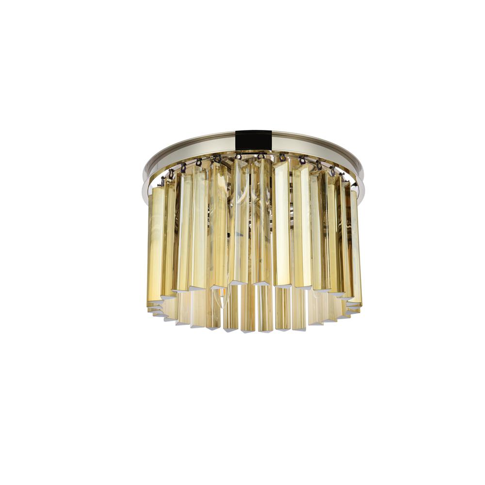 Sydney 3 light polished nickel Flush Mount Golden Teak (Smoky) Royal Cut Crystal. Picture 6