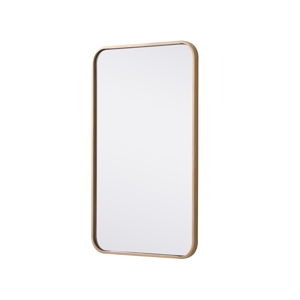 Soft corner metal rectangular mirror 18x30 inch in Brass. Picture 5