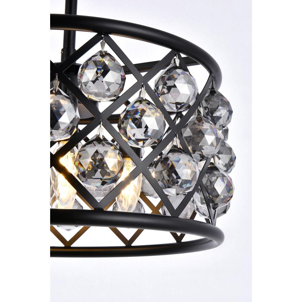 Madison 4 light Matte Black Pendant Silver Shade (Grey) Royal Cut Crystal. Picture 5