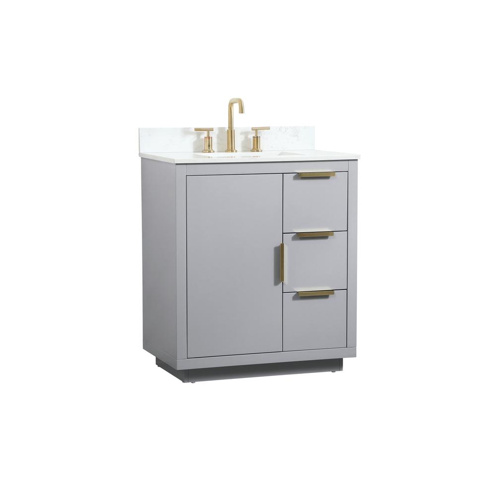 30 inch Single bathroom vanity in grey with backsplash. Picture 7