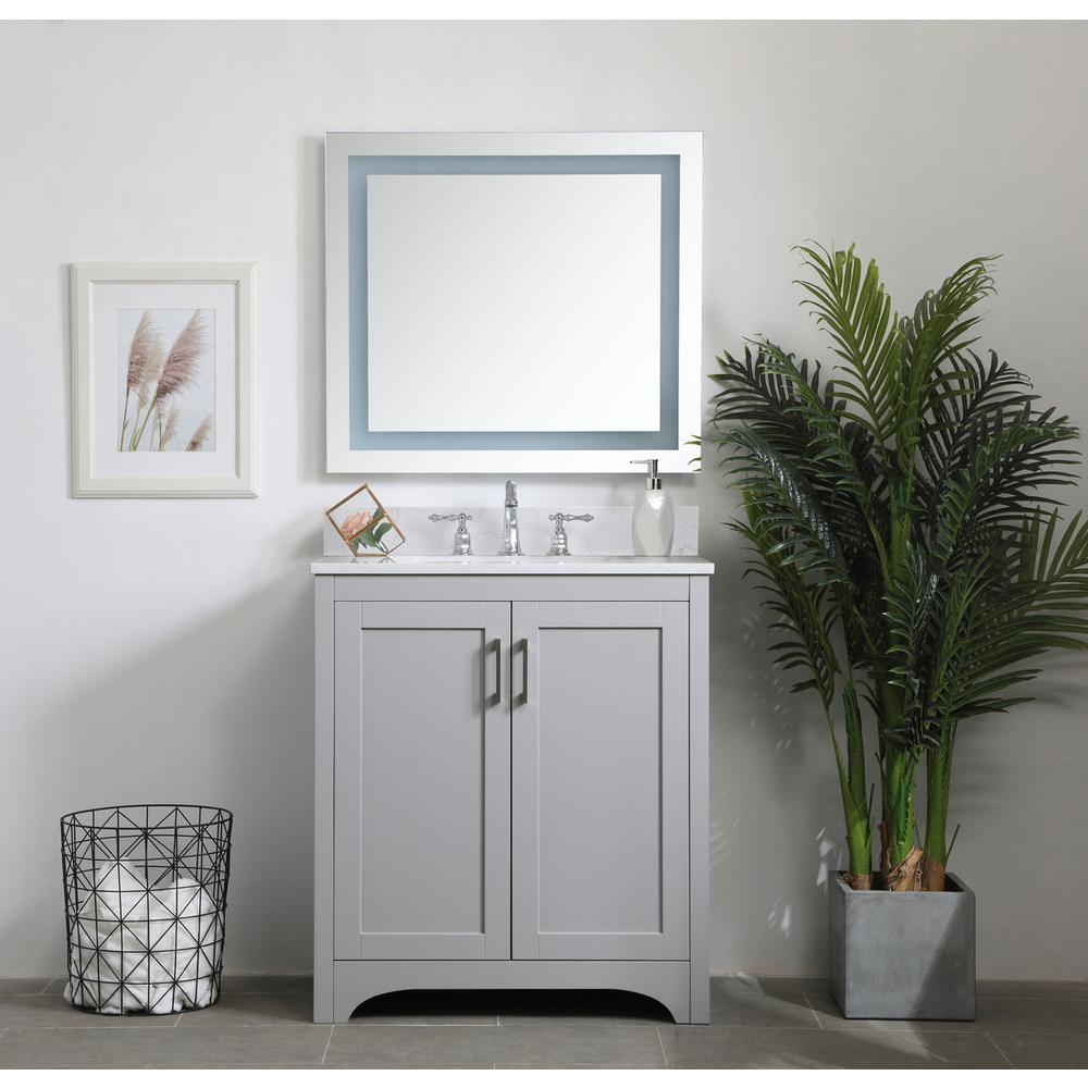 30 inch Single Bathroom Vanity in Grey with Backsplash. Picture 6