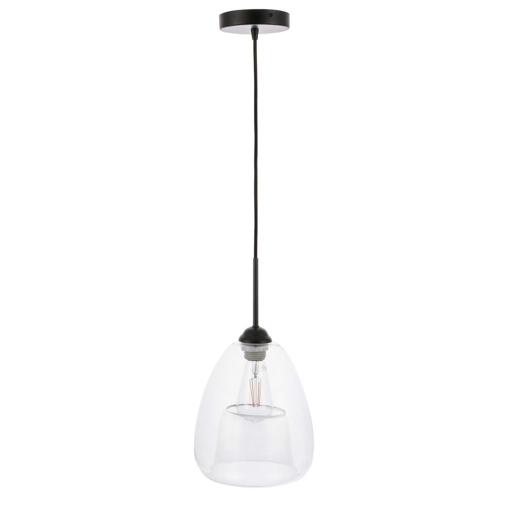 Kason 1 light Black and Clear glass pendant. Picture 8