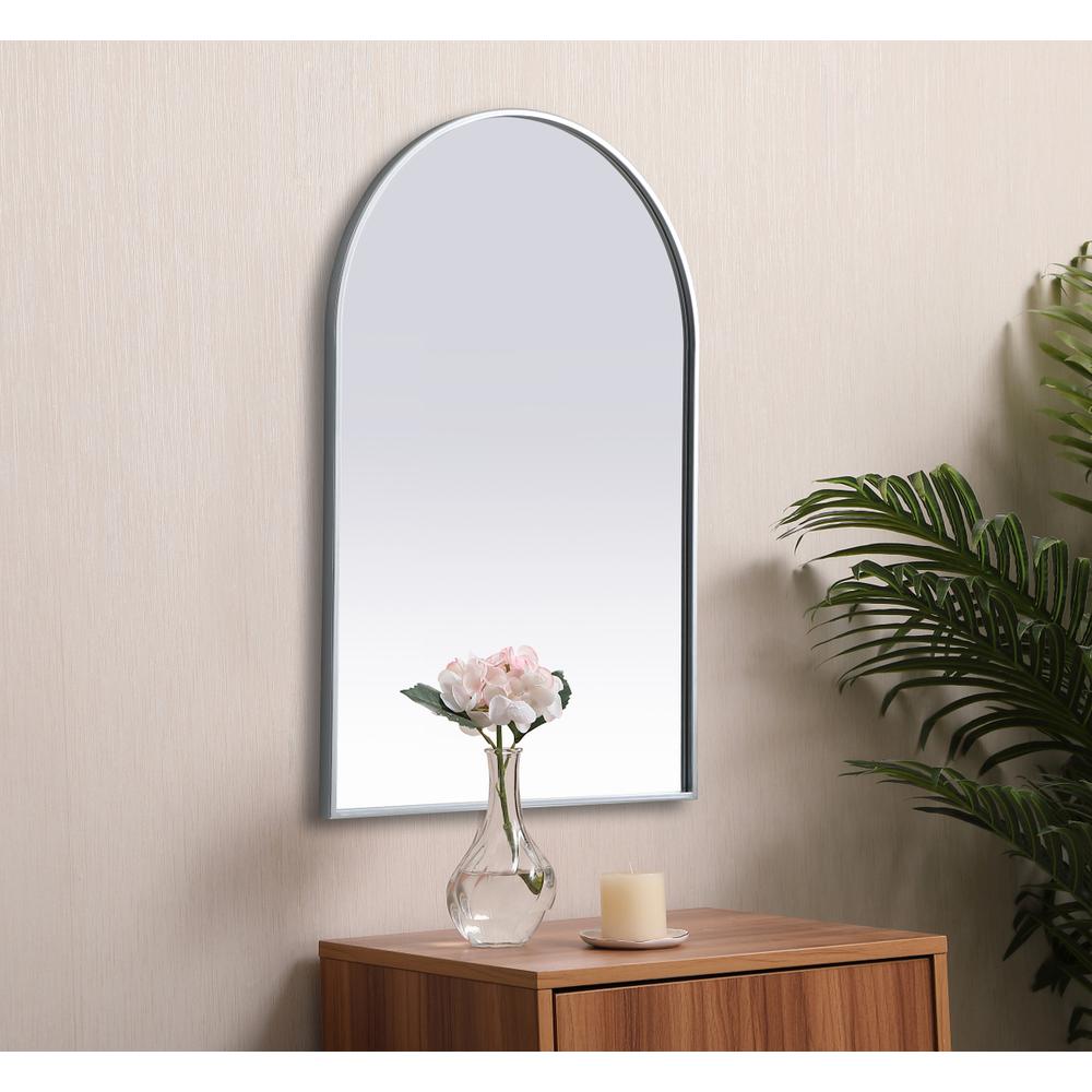 Metal Frame Arch Mirror 24x36 Inch in Silver. Picture 4
