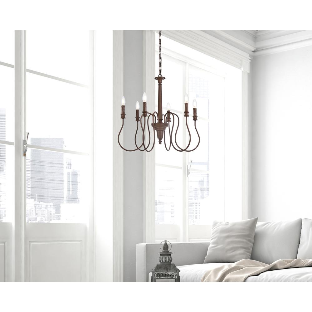 Flynx 6 lights pendant in weathered oak. Picture 8