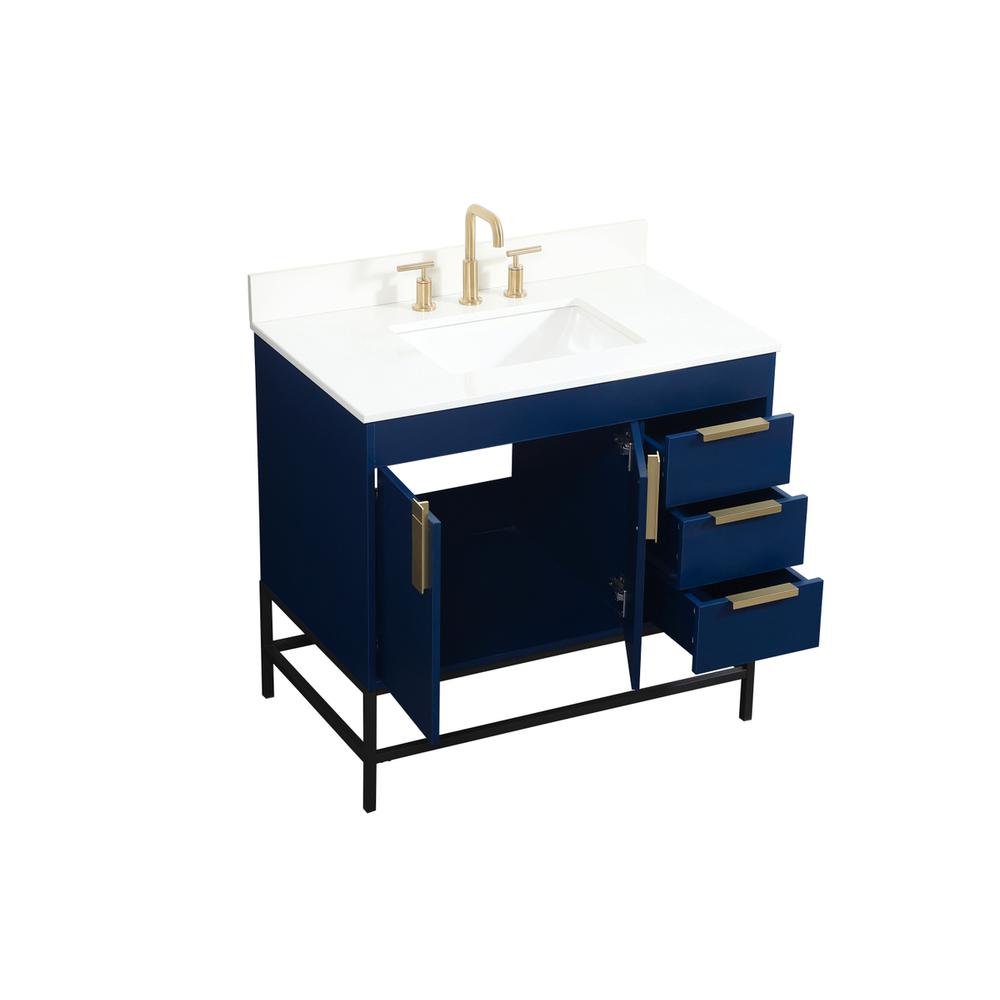 36 inch Single bathroom vanity in blue with backsplash. Picture 9
