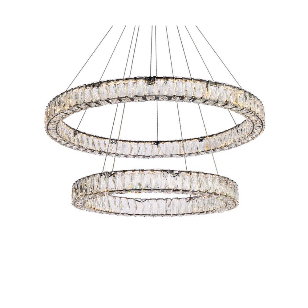 Monroe 36 inch LED double ring chandelier in black. Picture 2