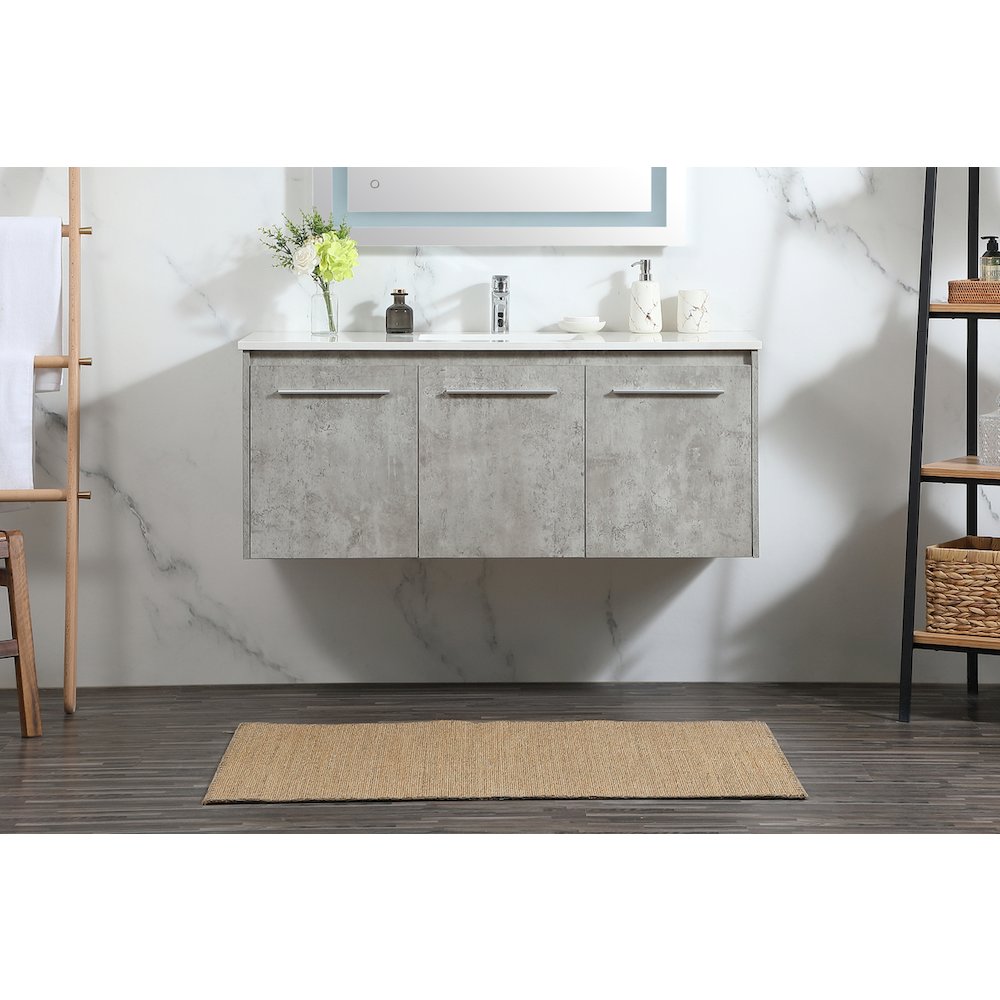 48 Inch Single Bathroom Vanity In Concrete Grey. Picture 2