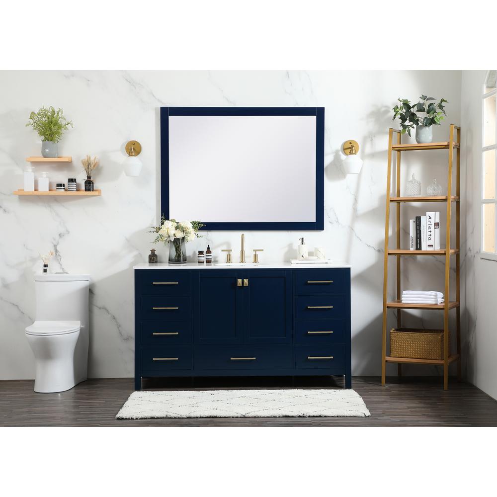 60 inch Single bathroom vanity in blue. Picture 4