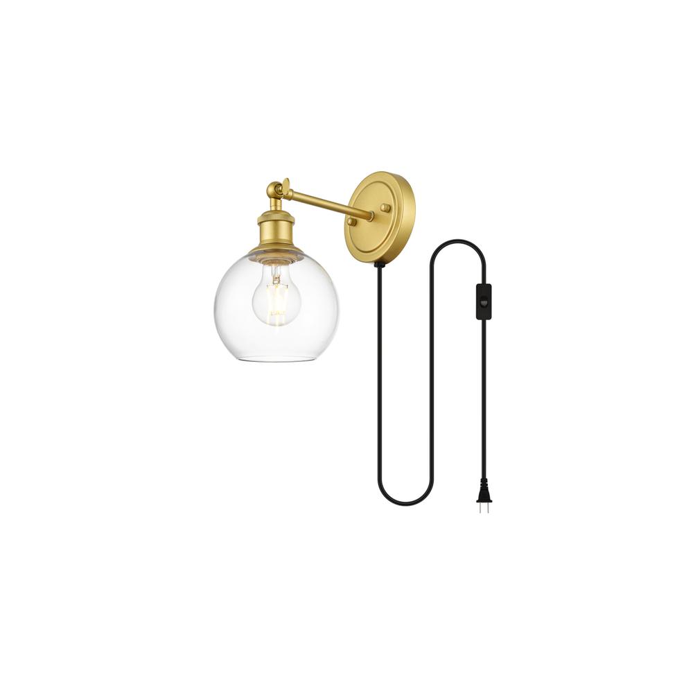Wesson 1 light Brass and Clear plug in wall sconce. Picture 2