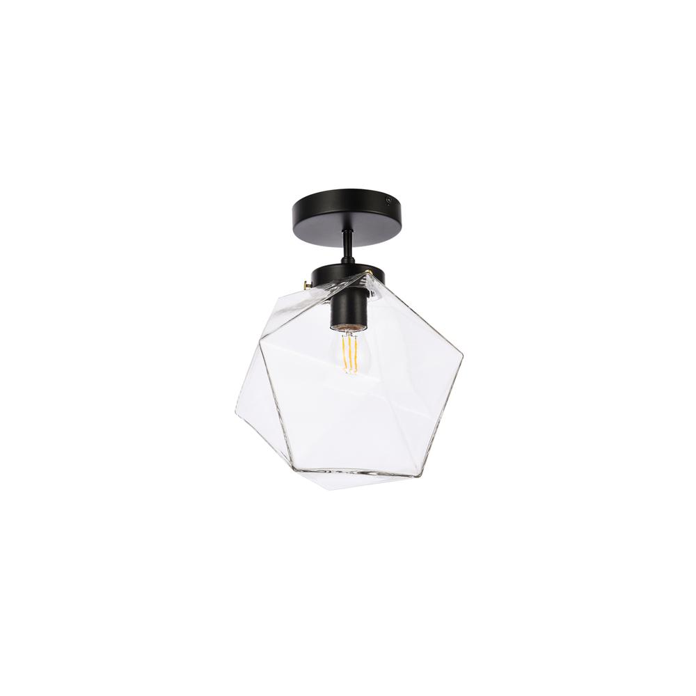 Lawrence 1 light black and clear glass flush mount. Picture 4
