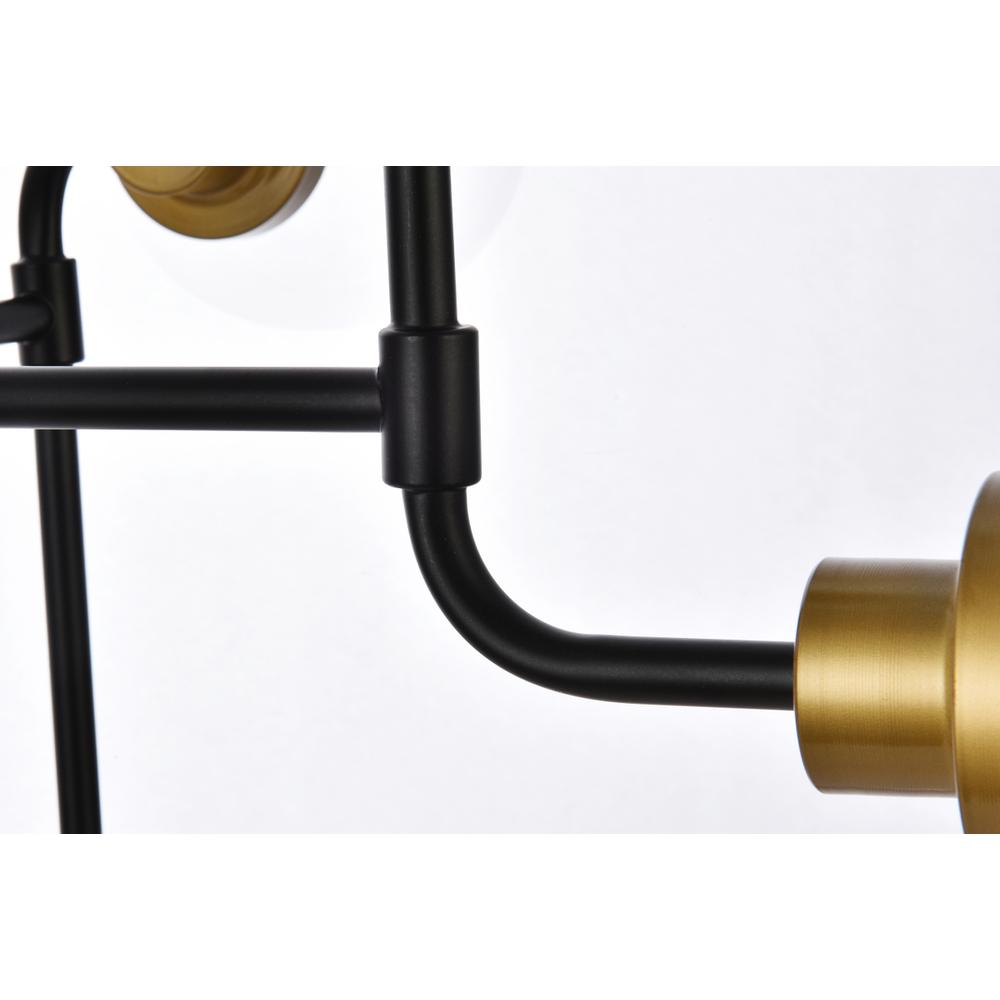 Hanson 8 lights pendant in black with brass with clear shade. Picture 5