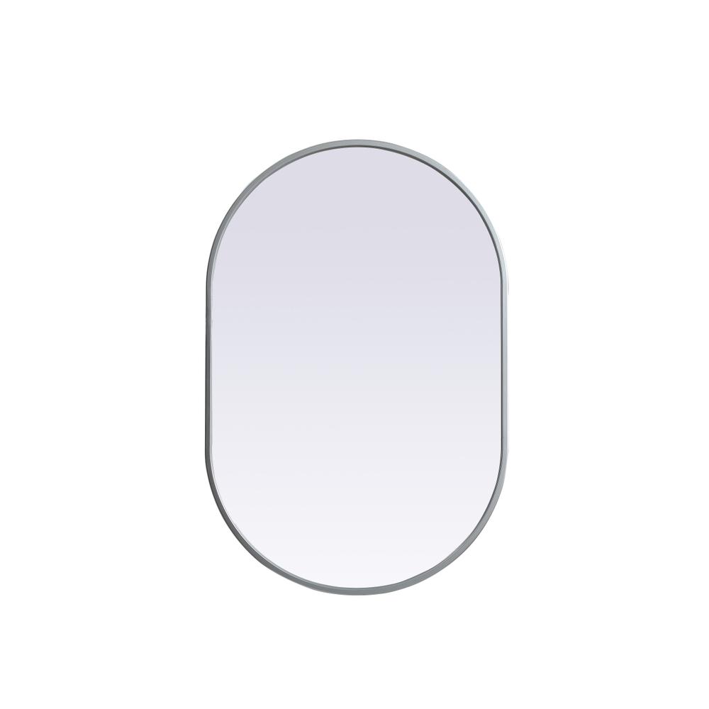 Metal Frame Oval Mirror 20x30 Inch in Silver. Picture 1