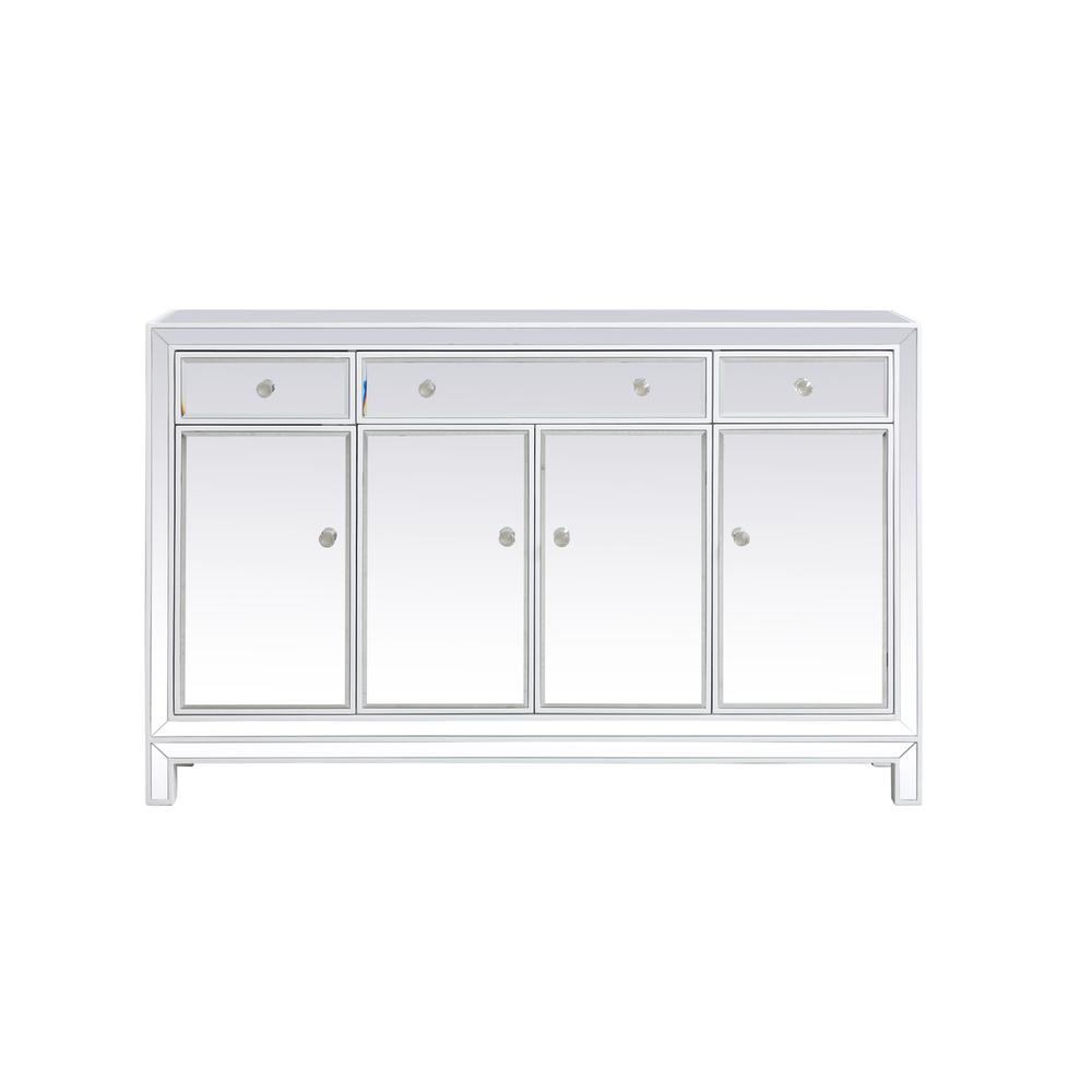 56 inch mirrored credenza in white. Picture 1