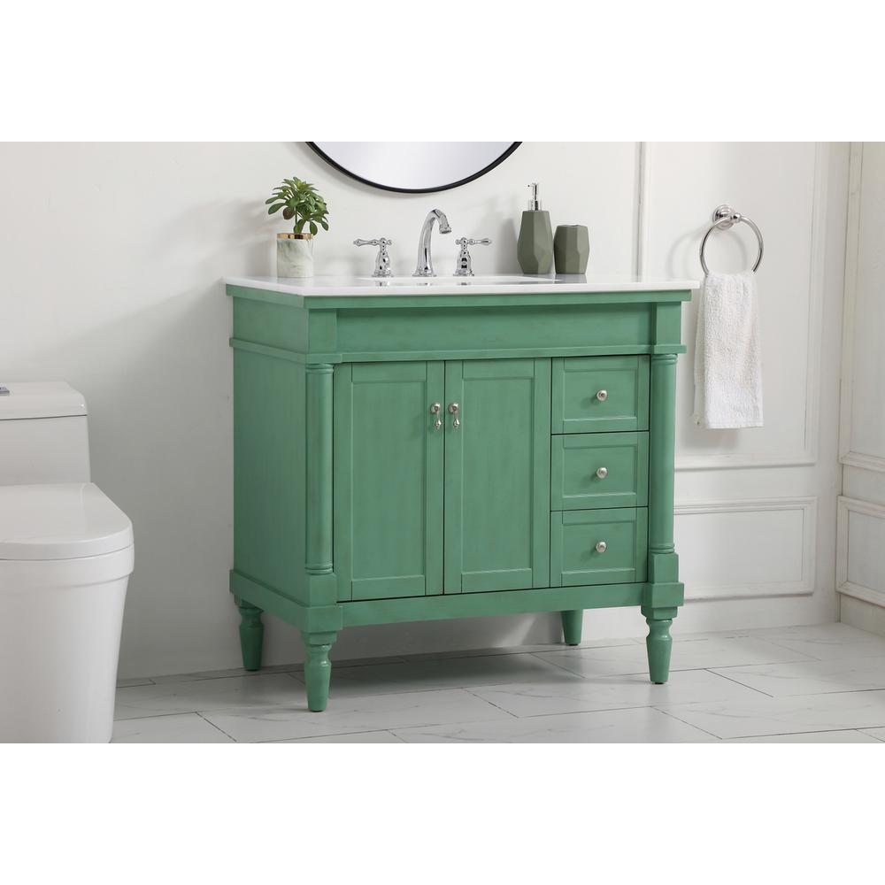 36 inch Single Bathroom vanity in vintage mint. Picture 2