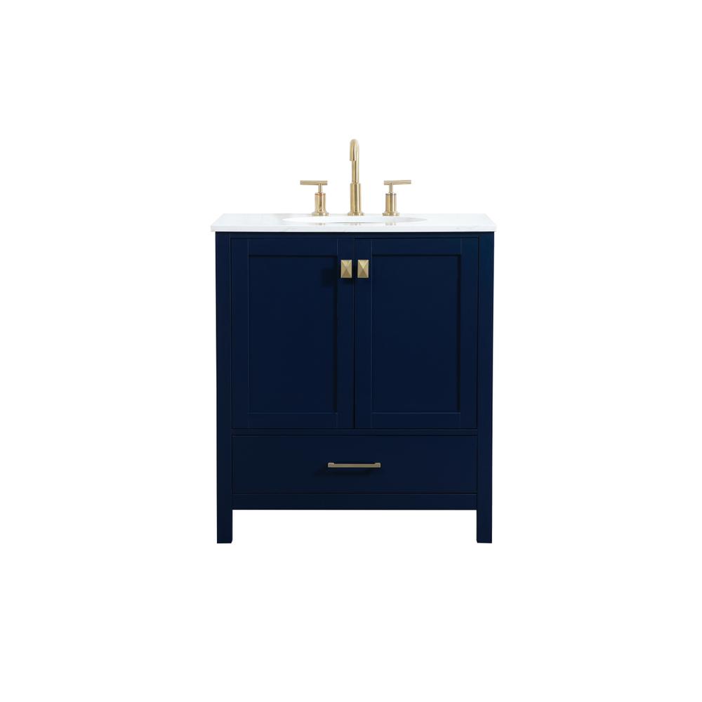 30 inch Single bathroom vanity in blue. Picture 1