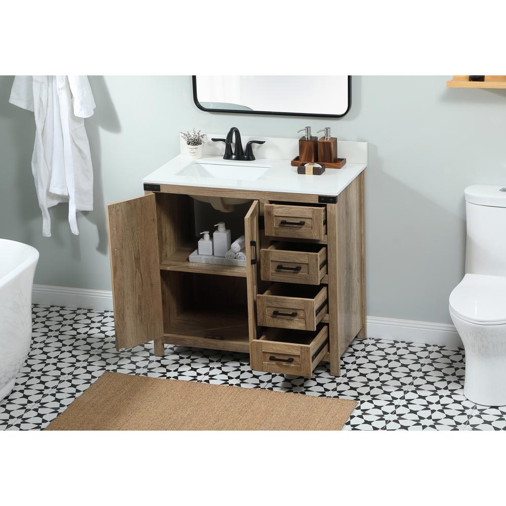 36 inch Single bathroom vanity in natural oak with backsplash. Picture 3