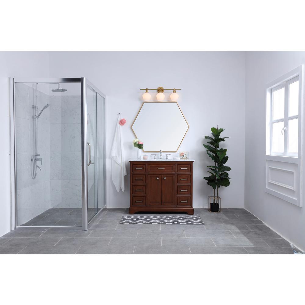 Gene 3 light Brass and Frosted white glass Wall sconce. Picture 14