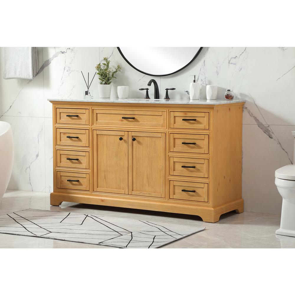 60 inch Single bathroom vanity in natural wood. Picture 2