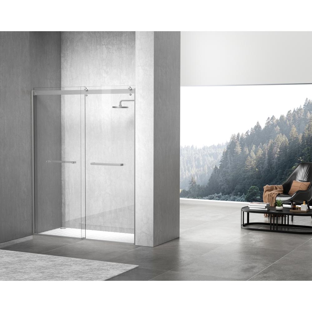 Semi-frameless shower door 60 x 76 Brushed Nickel. Picture 11