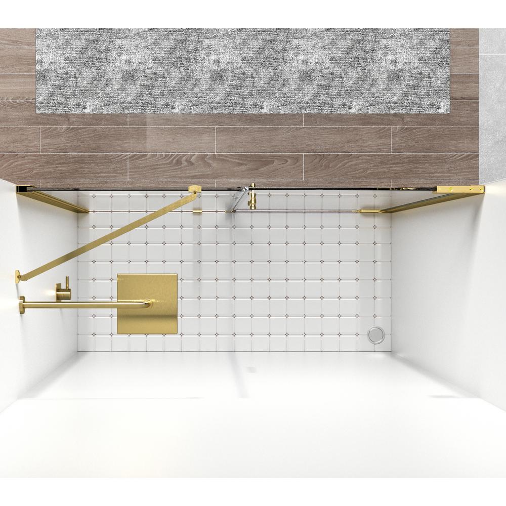 Semi-frameless hinged shower door 60 x 72 Brushed Gold. Picture 4
